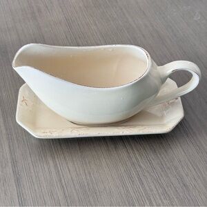Elegant Cream Gravy Boat with Saucer